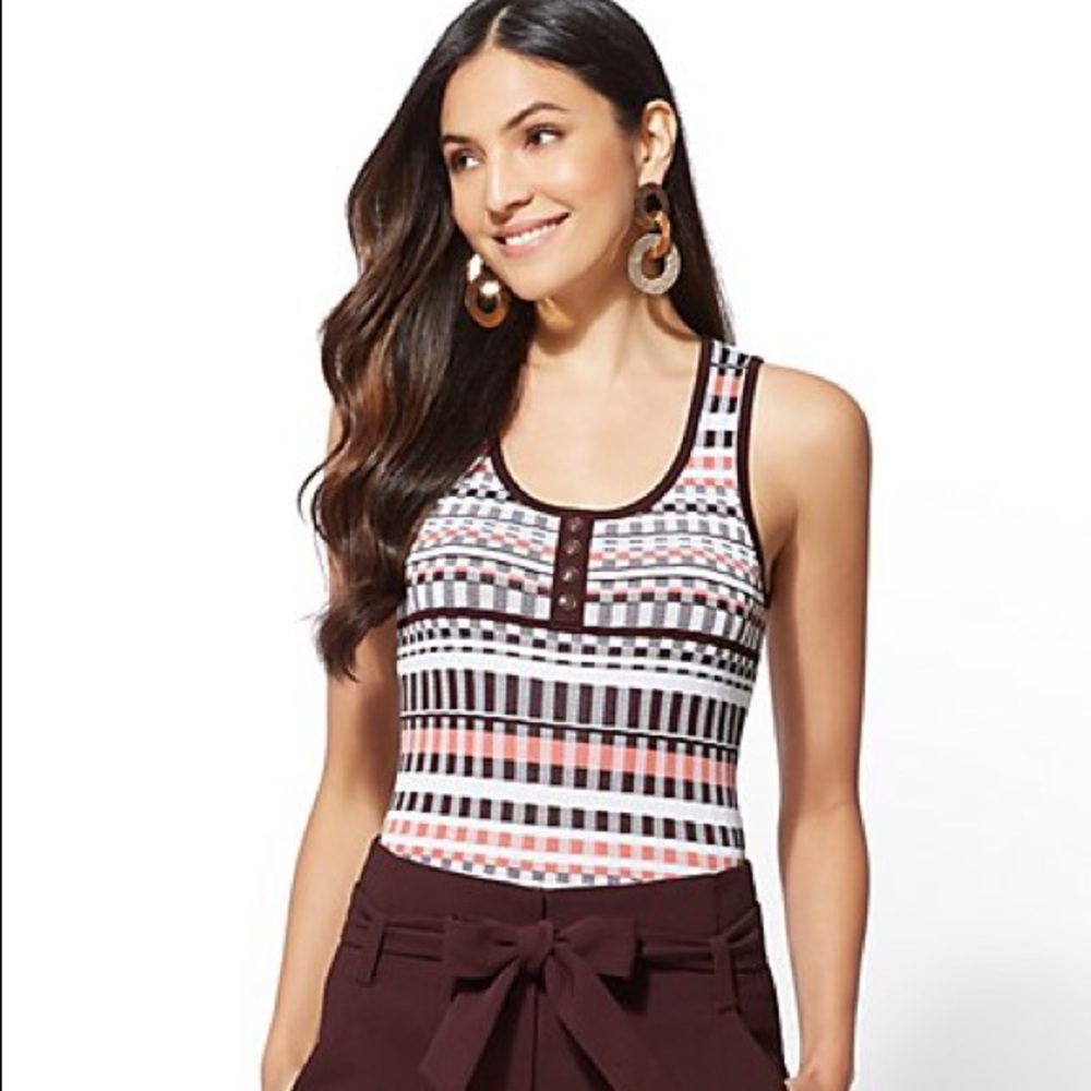 NY&C - Henley Sweater Top - Burgundy - NEW - L